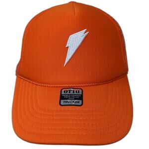 Otto Trucker Hat Orange One Size Foam Front Snapback Mesh White Lightning Bolt